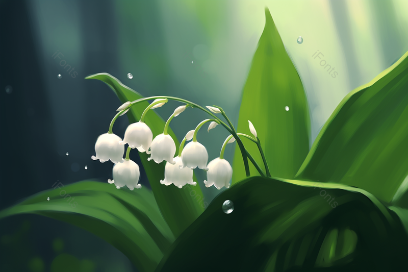 春雨过后的白色铃兰花插画,插画/手绘图,插画/手绘图库,插画/手绘图下载,插画/手绘